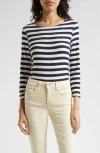 L Agence L'agence Lucille Stripe Rib Top In Navy/ White Stripe