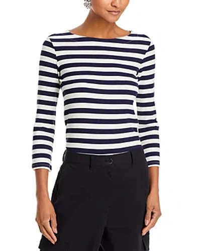 L Agence L'agence Lucille Stripe Rib Top In Navy/white Stripe