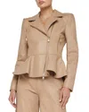 L Agence Lyric Peplum Leather Biker Jacket In Cappuccino