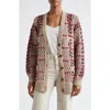 L Agence Macie Cardigan In Natural Sequin Multi