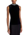 L'agence Madelyn Embellished Velvet Top In Black