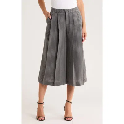 L Agence L'agence Mahalia Pinstripe Wide Leg Culotte Pants In Gray