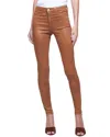 L Agence Sabine High Rise Coated Skinny Jean In Dark Khaki In Brown