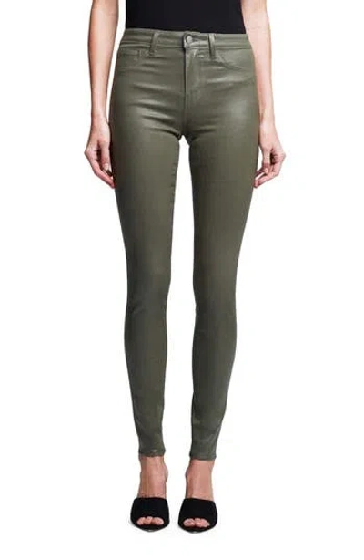 L Agence L'agence Marguerite Skinny Jeans In Ivy Green Coated