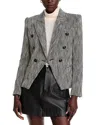 L Agence Marie Double Breasted Blazer Black/white Tweed In Black/white