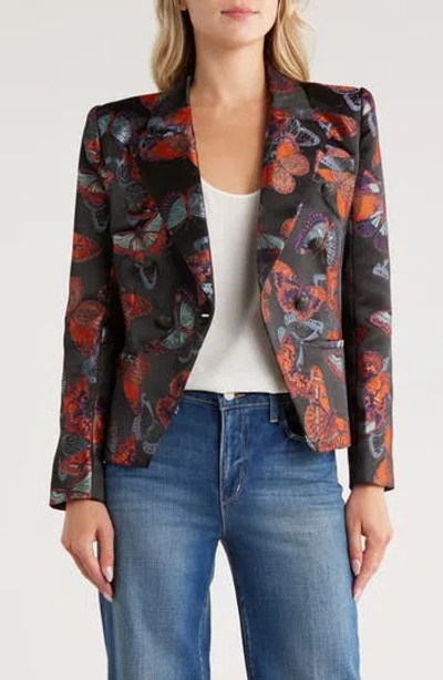 L Agence L'agence Marie Butterfly Jacquard Double Breasted Blazer In Multi