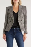 L Agence Marie Double Breasted Blazer Black/white Tweed In Gray