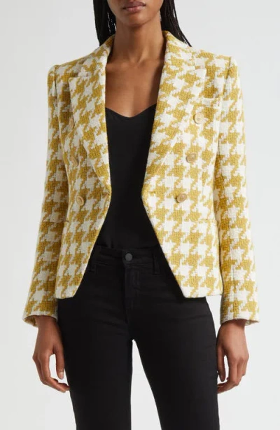 L AGENCE L'AGENCE MARIE HOUNDSTOOTH TWEED DOUBLE BREASTED BLAZER