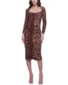 L Agence Marise Leopard Print Bodycon Dress In Brown