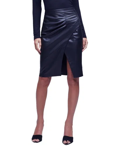L Agence Maude Pencil Skirt With Pleats In Black In Blue