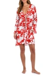 Shop L Agence L'agence Meghan Ikebana Tie Front Long Sleeve Cover-up In Rouge