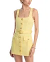 L Agence Midy Button-front Mini Dress In Pale Yellow