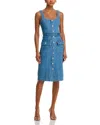 L Agence Midy Button-front Denim Tank Dress In Tipton