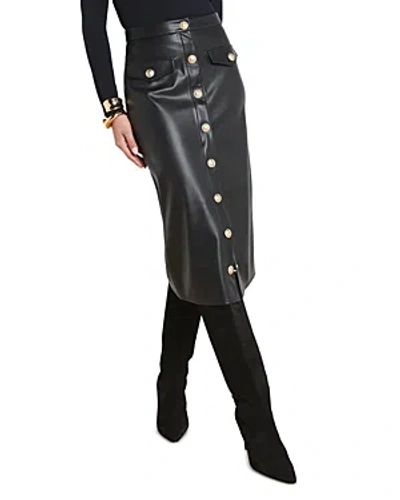 L'agence Milan Faux Leather Midi Skirt In Black