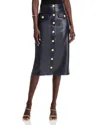 L Agence Milann Midi Snap Front Skirt In Midnight In Midnight