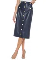 L Agence Milann Midi Snap Front Skirt In Midnight In Blue