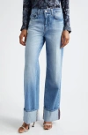 L Agence L'agence Miley High Waist Cuff Wide Leg Jeans In Caruso