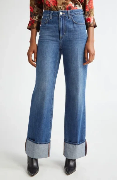 L'agence Miley Ultra High Rise Wide-leg Cuffed Jeans In Lampson
