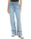 L Agence L'agence Miley High Rise Cuffed Wide Leg Jeans In Denmark In Blue
