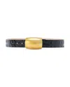 L Agence L'agence Milou Domed Buckle Croc Embossed Patent Leather Belt In Black