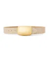 L Agence L'agence Milou Domed Croc Embossed Leather Belt In Gold