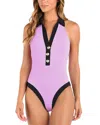 L Agence L'agence Natalya Collared One Piece In Light Violet