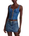 L Agence Nayeli Lace Up Corset Tank Top In Redford In Blue