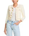 L Agence Neo Contrast-trim Cropped Cardigan In Vintage White/almond