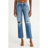 L Agence Nevia Low-rise Distressed Straight Jeans In Brown