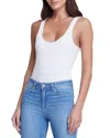 L Agence Womens Ribbed Cotton Stretch Bodysuit In White
