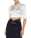 L Agence L'agence Niccola Crop Silk-blend Blouse