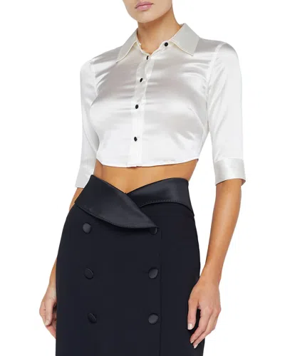 L Agence L'agence Niccola Crop Silk-blend Blouse