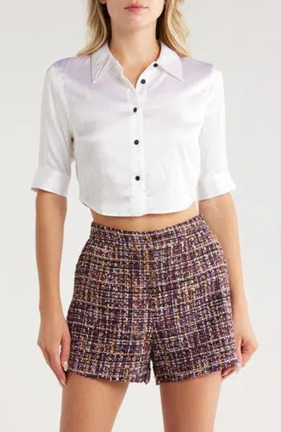 L Agence L'agence Niccola Elbow Sleeve Silk Blend Crop Button-up Shirt In Multi