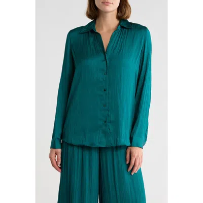 L Agence L'agence Nina Crinkle Satin Shirt In Green