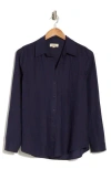 L Agence L'agence Nina Linen Blend Button-up Shirt In Midnight
