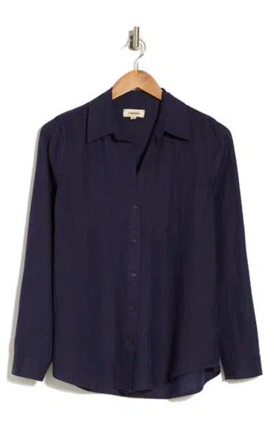L Agence L'agence Nina Linen Blend Button-up Shirt In Midnight