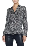 L Agence Nina Paris Button-front Silk Blouse In Black/ecru Map Of Paris