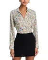 L Agence Nina Mahjong Button-front Silk Blouse In Vint White Multi Mahjong