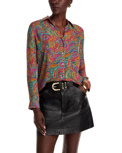 L Agence L'agence Nina Silk Printed Long Sleeve Blouse