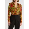 L Agence Nina Long Sleeve Blouse Multi Leopard Romantic Rose In Multi