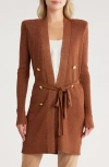 L Agence L'agence Noe Metallic Double Breasted Rib Cardigan In Brown
