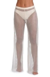 L Agence L'agence Noemi Wide Leg Mesh Cover-up Pants In Gold