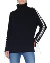 L'agence Nola Lace Up Wool-blend Sweater In Black