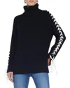 L'agence Nola Lace Up Wool-blend Sweater In Blue