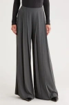 L'agence Nova Mid-rise Wide-leg Pleated Pants In Gray