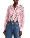 L Agence Odelia Paisley Lace Cropped Button-front Blouse In Blush