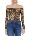 L Agence Peonie Off-the-shoulder Bodysuit In Black/gold