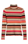 L Agence Olene Striped Turtleneck In Orange/pink Multi Stripe