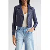 L Agence L'agence Onna Crop Leather Biker Jacket In Blue