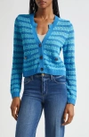 L Agence L'agence Orla Stripe Pointelle Cardigan In Blue